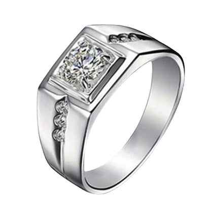 18K Gold Plated Sterling Silver Ring | AAA Cubic Zircon Men's Jewelry